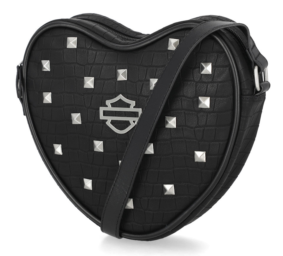 Harley-Davidson® Croco Heart Crossbody Bag - Black