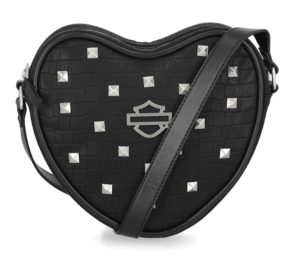 Harley-Davidson® Croco Heart Crossbody Bag - Black