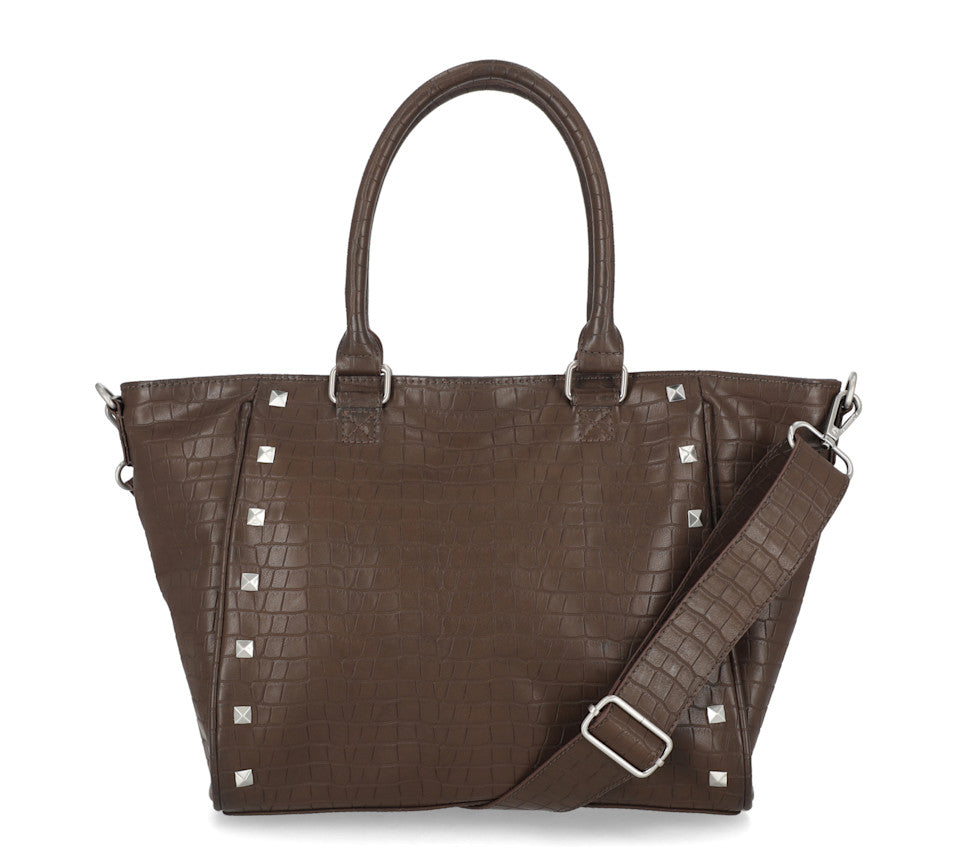 Harley-Davidson® Croco Satchel Bag - Brown
