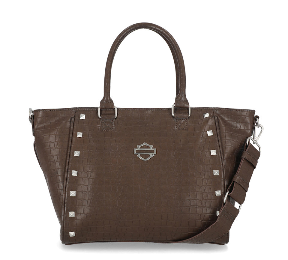 Harley-Davidson® Croco Satchel Bag - Brown