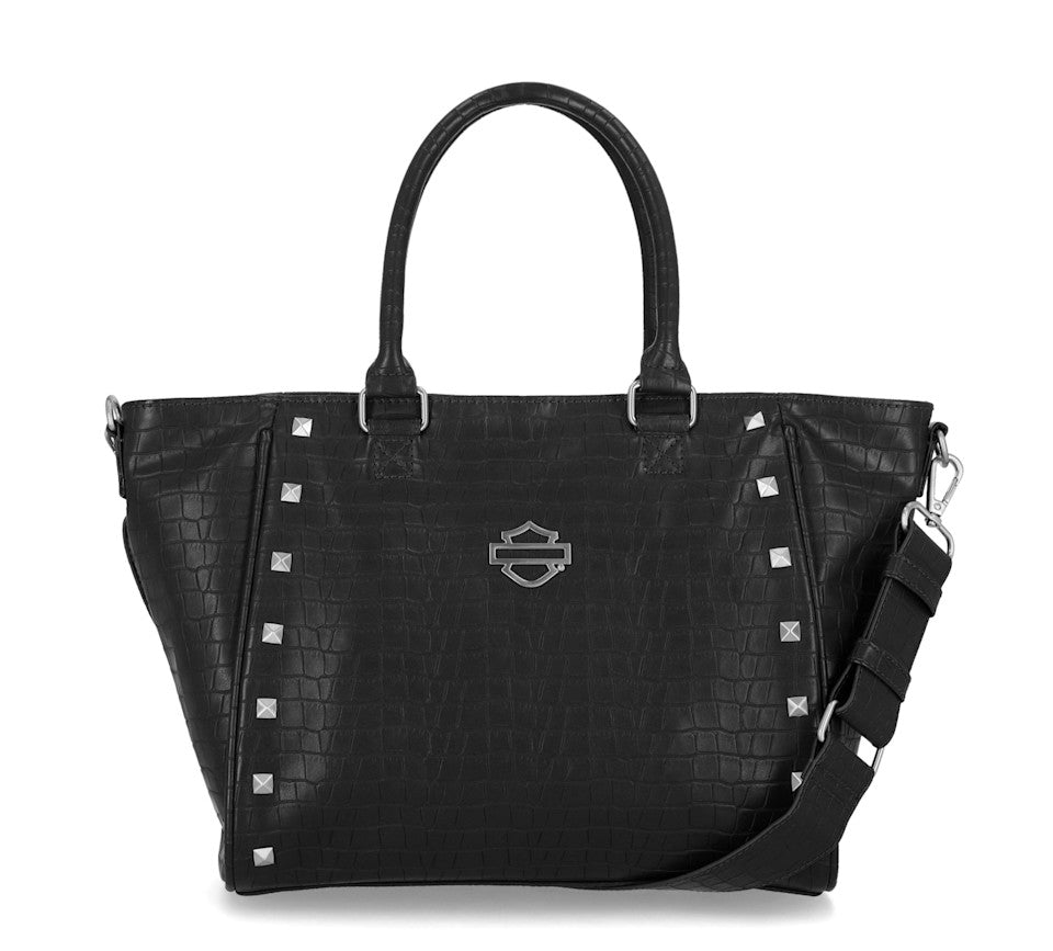 Harley-Davidson® Croco Satchel Bag - Black