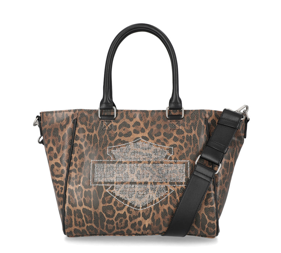 Harley-Davidson® Leopard Rhinestone Satchel Bag