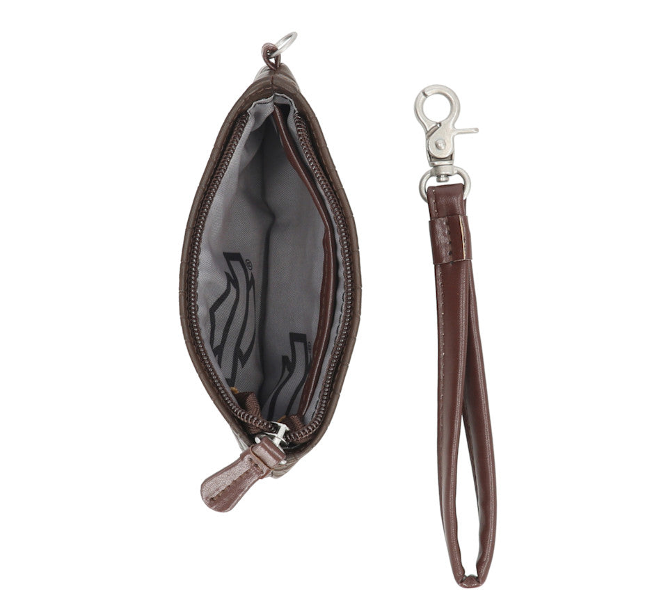 Harley-Davidson® Croco Coin Case Wallet With Wristlet - Brown