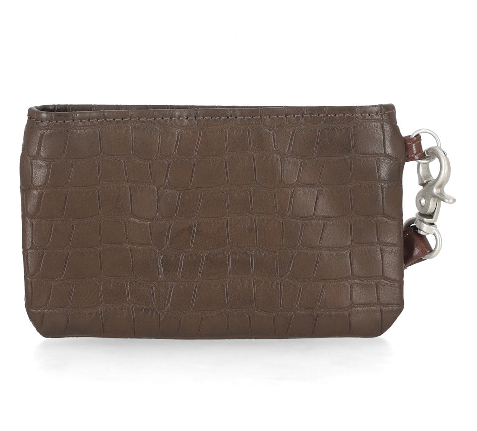 Harley-Davidson® Croco Coin Case Wallet With Wristlet - Brown