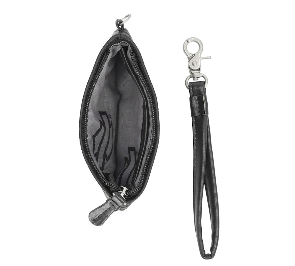 Harley-Davidson® Croco Coin Case Wallet With Wristlet - Black