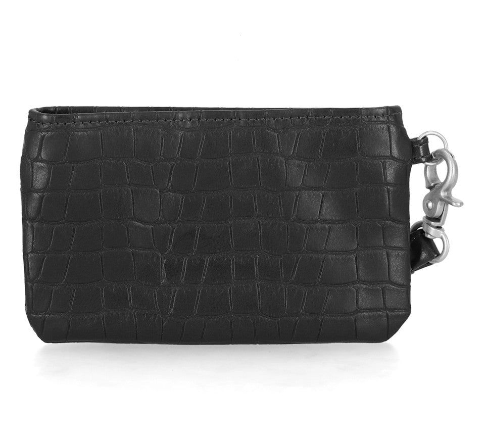 Harley-Davidson® Croco Coin Case Wallet With Wristlet - Black