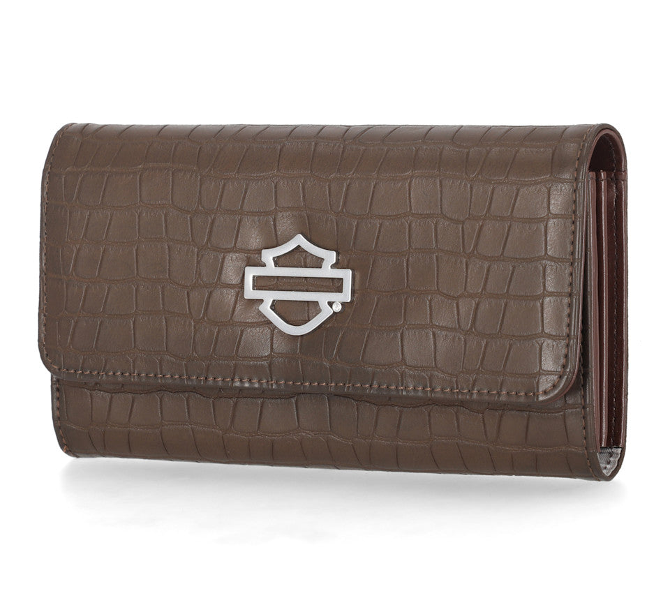 Harley-Davidson® Croco Clutch Wallet - Brown