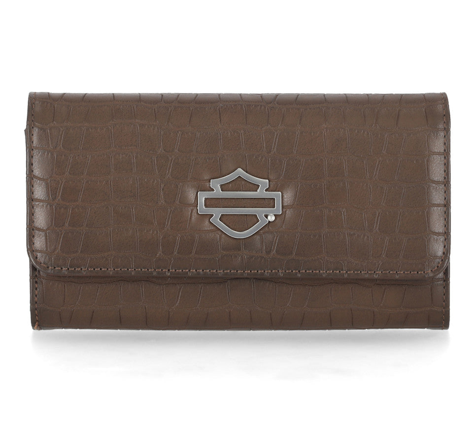 Harley-Davidson® Croco Clutch Wallet - Brown
