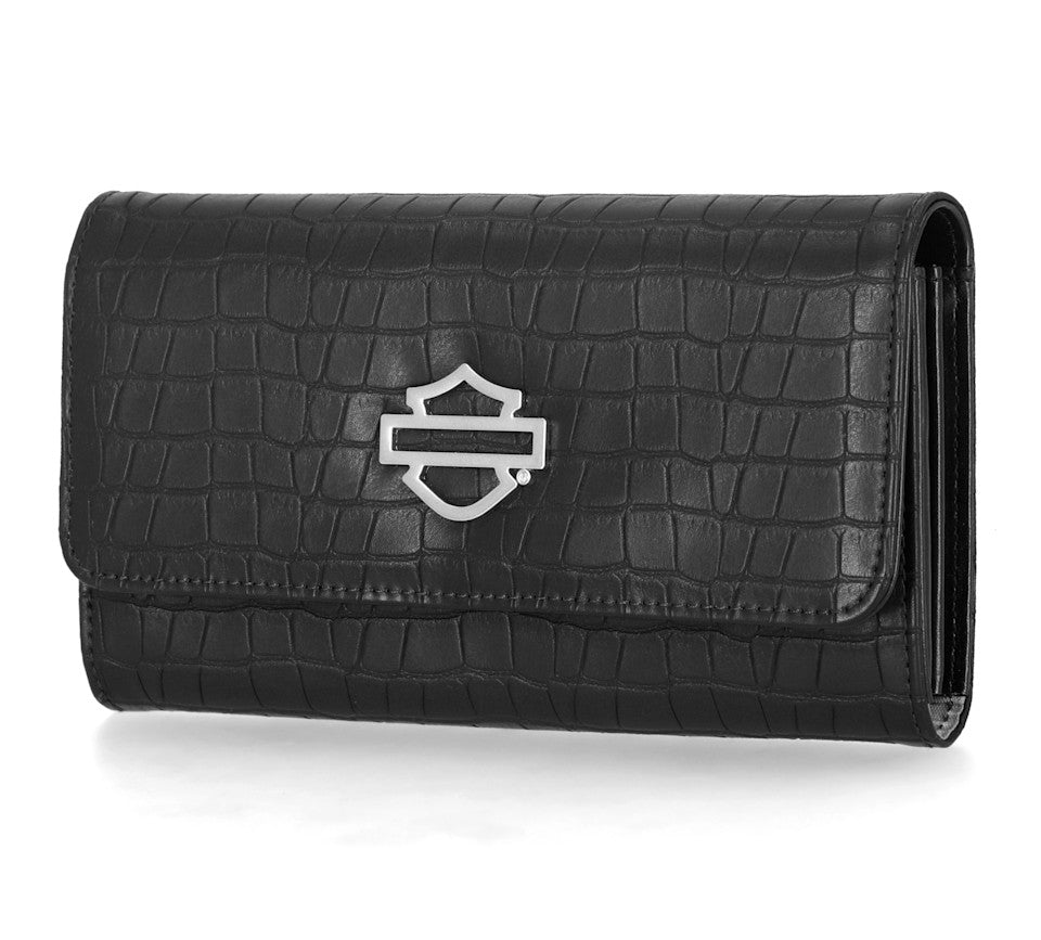 Harley-Davidson® Croco Clutch Wallet - Black