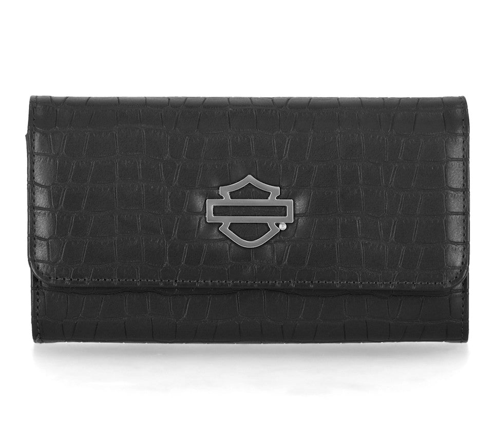 Harley-Davidson® Croco Clutch Wallet - Black