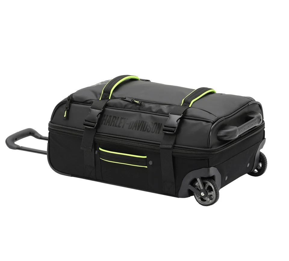 Harley-Davidson® Nomad Wheeling Duffel Bag with Shark Wheels - 21" - Black & Lime