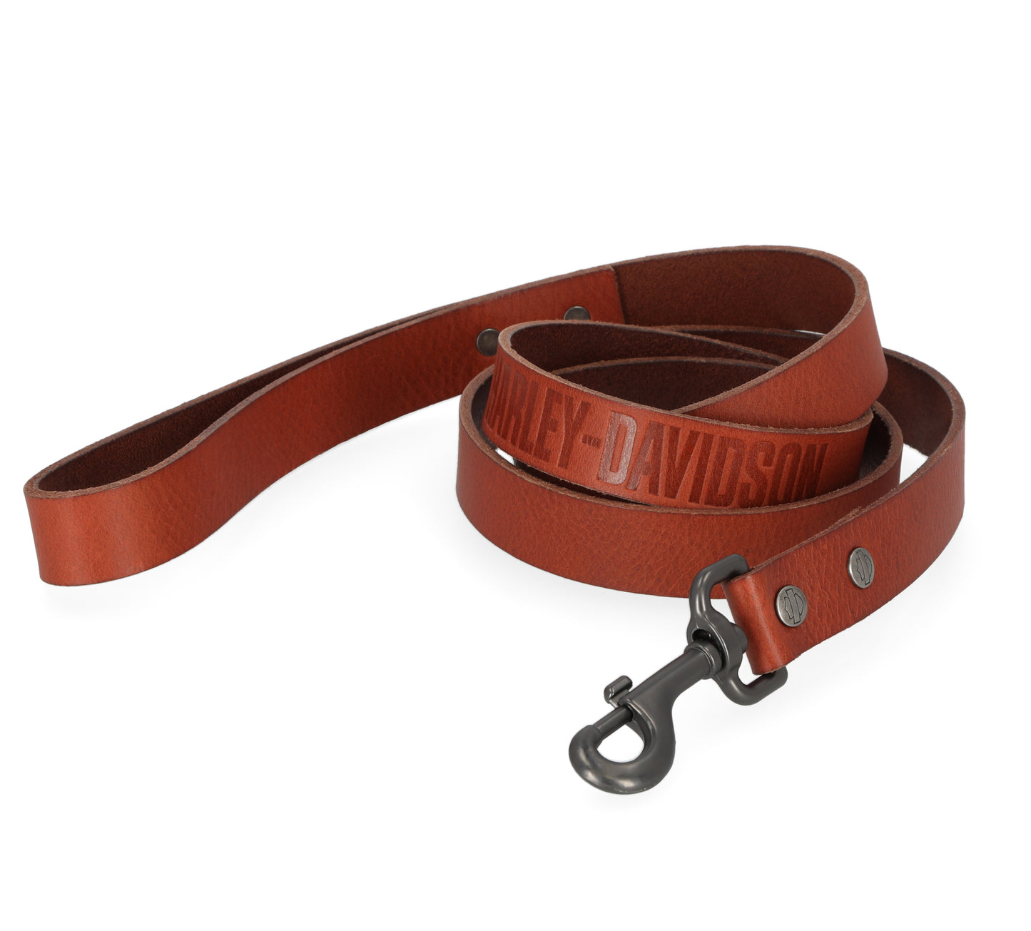 Harley-Davidson® Cognac Leather Dog Leash - 5'