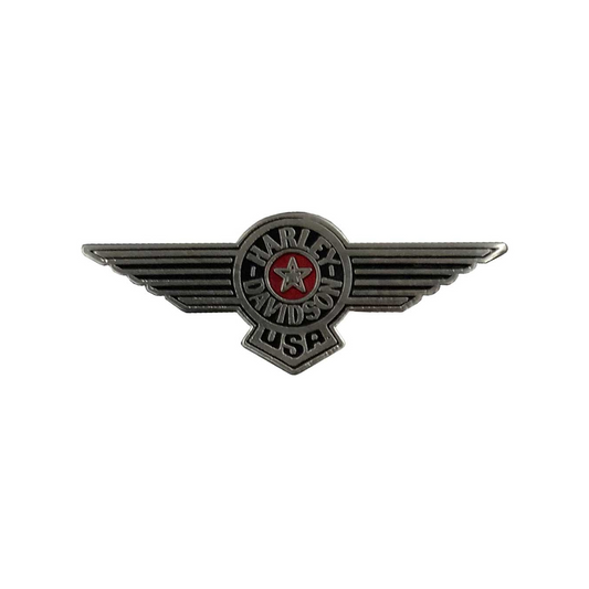 Harley-Davidson® 1.25 inch USA Aviator Wings Pin - Antique Nickel Finish