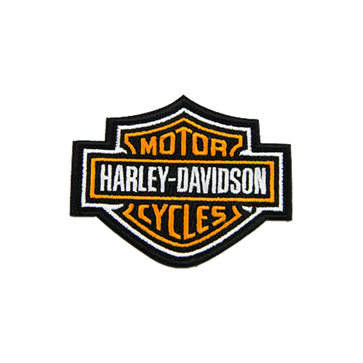 Harley-Davidson® 3 inch Embroidered Orange Bar & Shield Logo Emblem Sew-On Patch