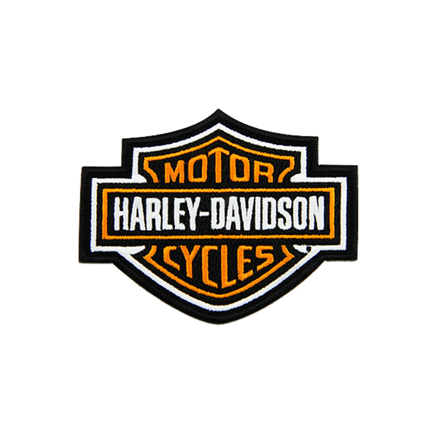 Harley-Davidson® 4 inch Embroidered Orange Bar & Shield Logo Emblem Sew-On Patch