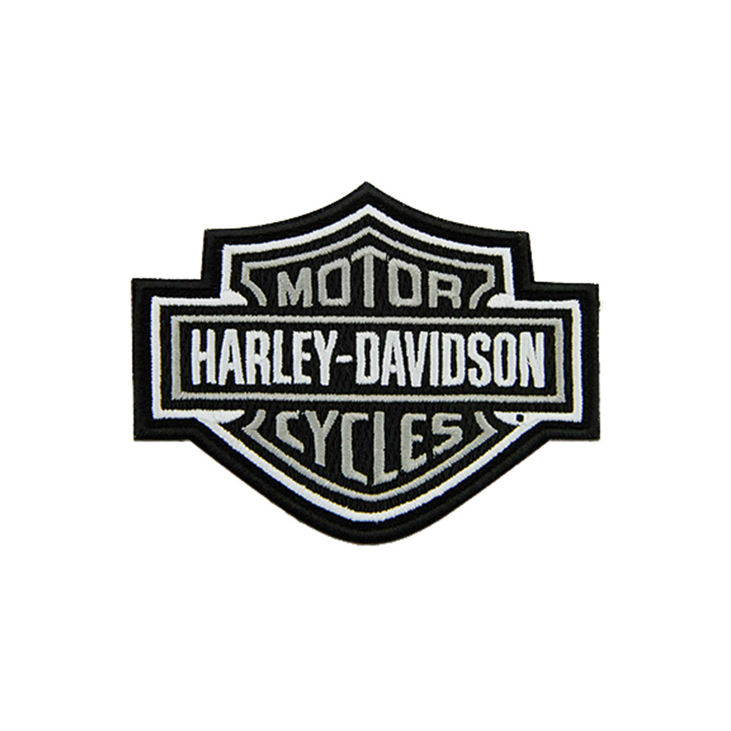 Harley-Davidson® 4 inch Embroidered Grey Bar & Shield Logo Emblem Sew-On Patch
