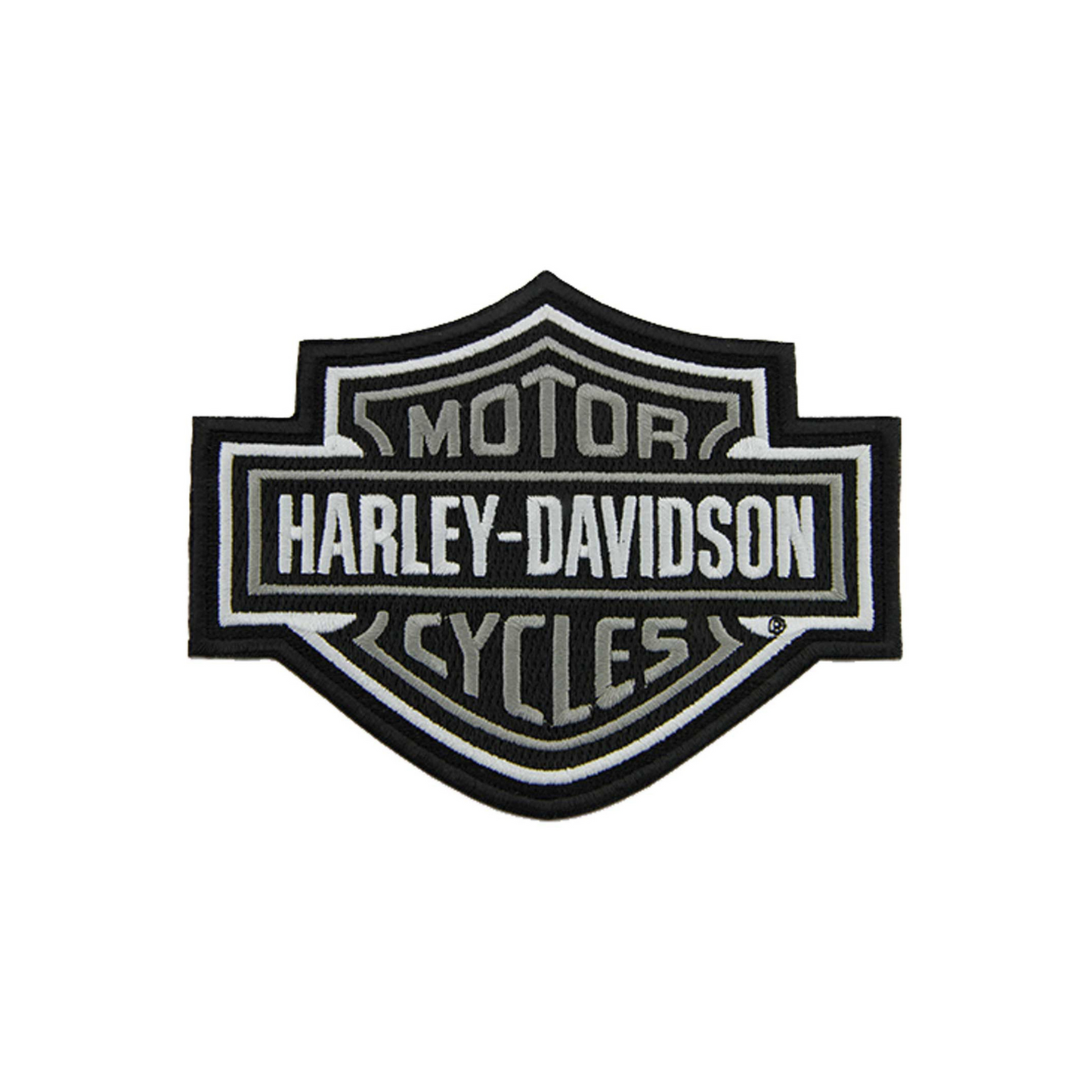 Harley-Davidson® 5.6 inch Embroidered Gray Bar & Shield Logo Emblem Sew-On Patch
