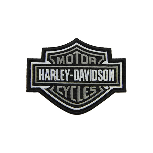 Harley-Davidson® 5.6 inch Embroidered Gray Bar & Shield Logo Emblem Sew-On Patch