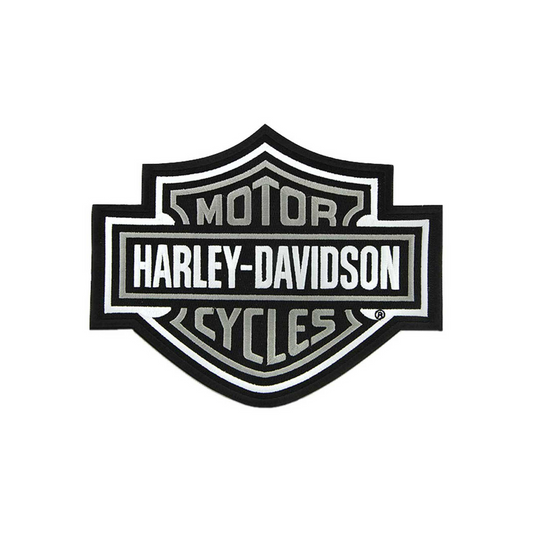 Harley-Davidson® 9.25 inch Embroidered Gray Bar & Shield Logo Emblem Sew-On Patch