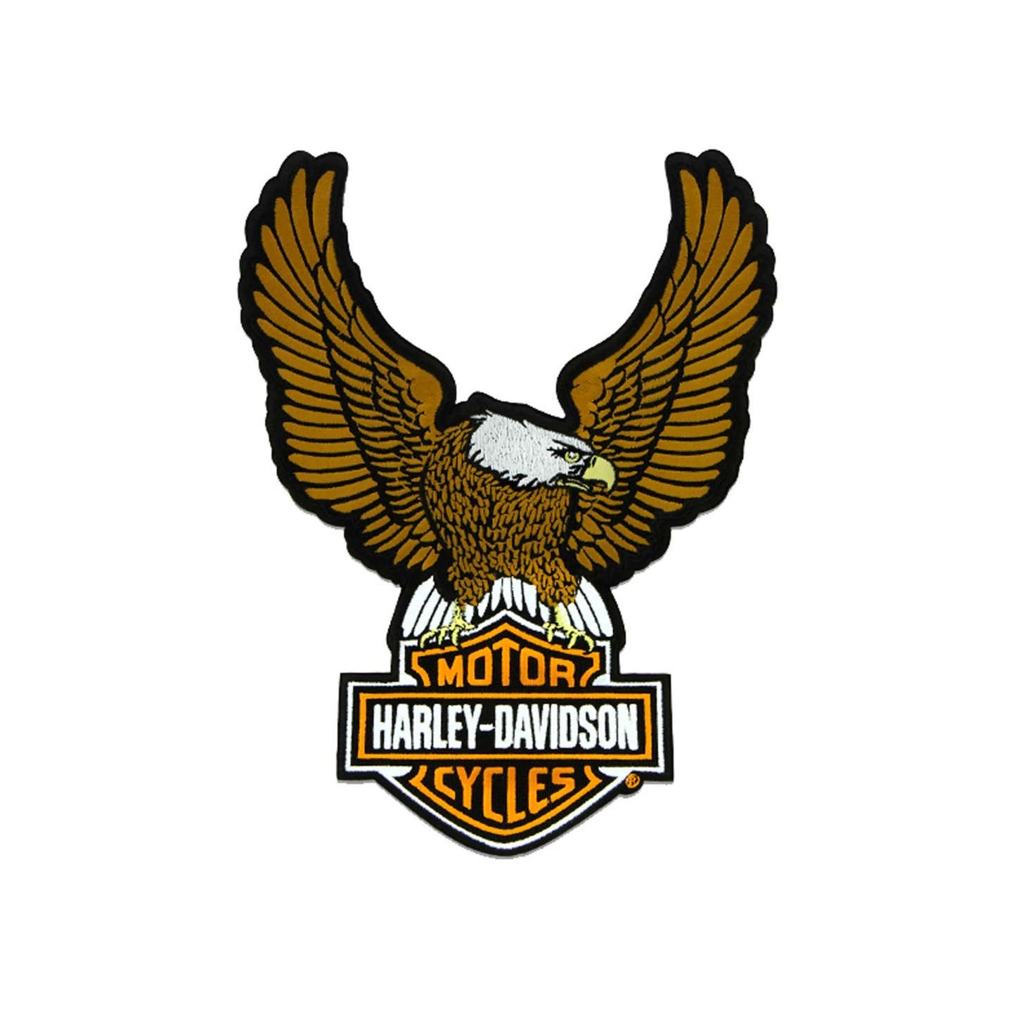 Harley-Davidson® 10.25 inch Embroidery Brown Eagle Bar & Shield Emblem Sew-On Patch