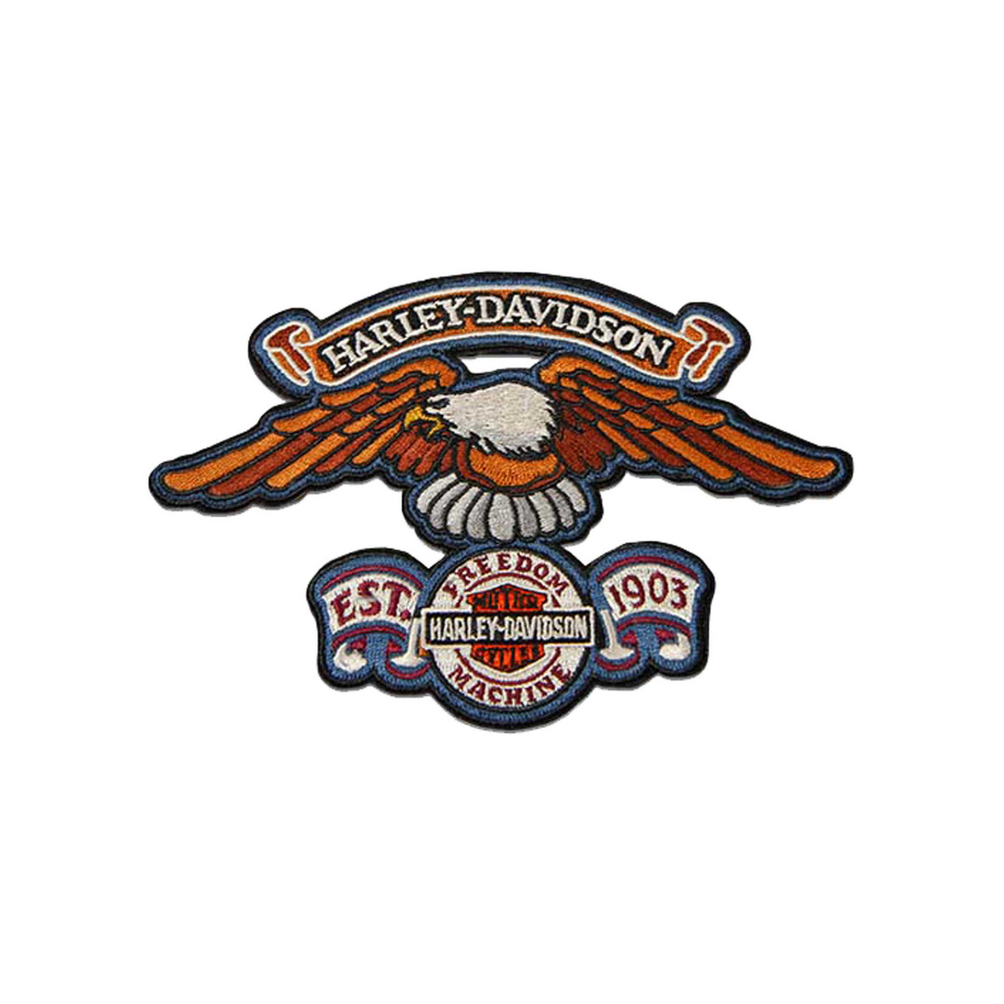 Harley-Davidson® 6 inch Embroidered Eagle Freedom Machine Emblem Sew-On Patch