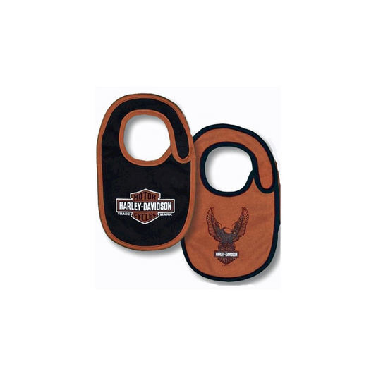 Harley-Davidson® Baby Boys' 2 Pack Bar & Shield Knit Bibs - Orange/Black