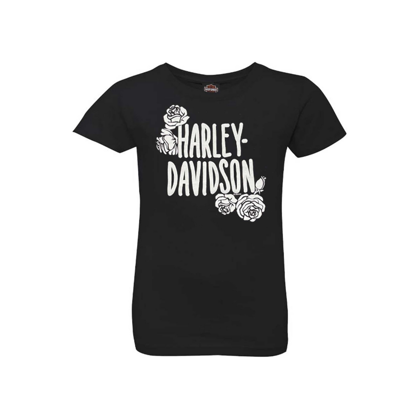 Harley-Davidson® Girls' H-D Roses Short Sleeve Tee - Black