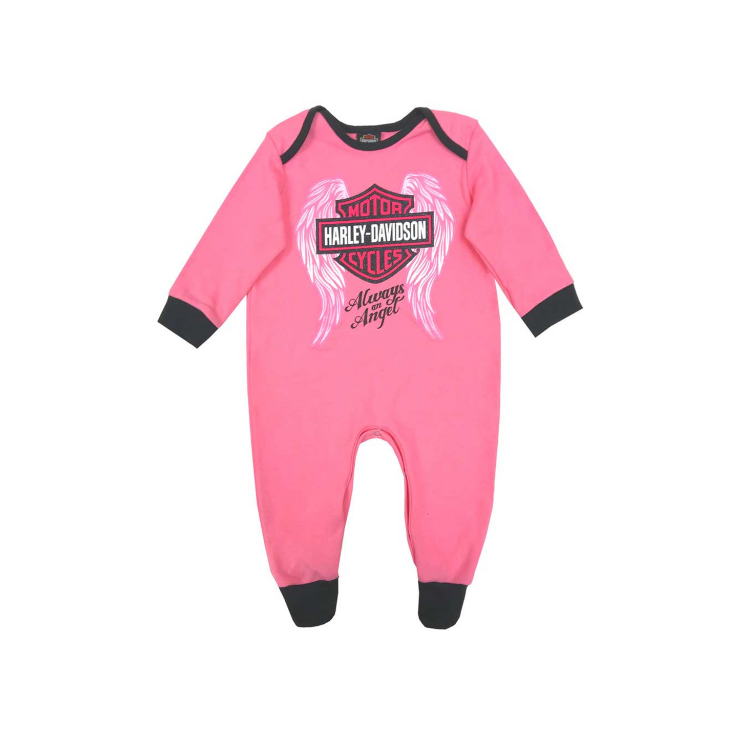 Harley-Davidson® Baby Girls' Glittery Interlock Footed Coveralls-Pink