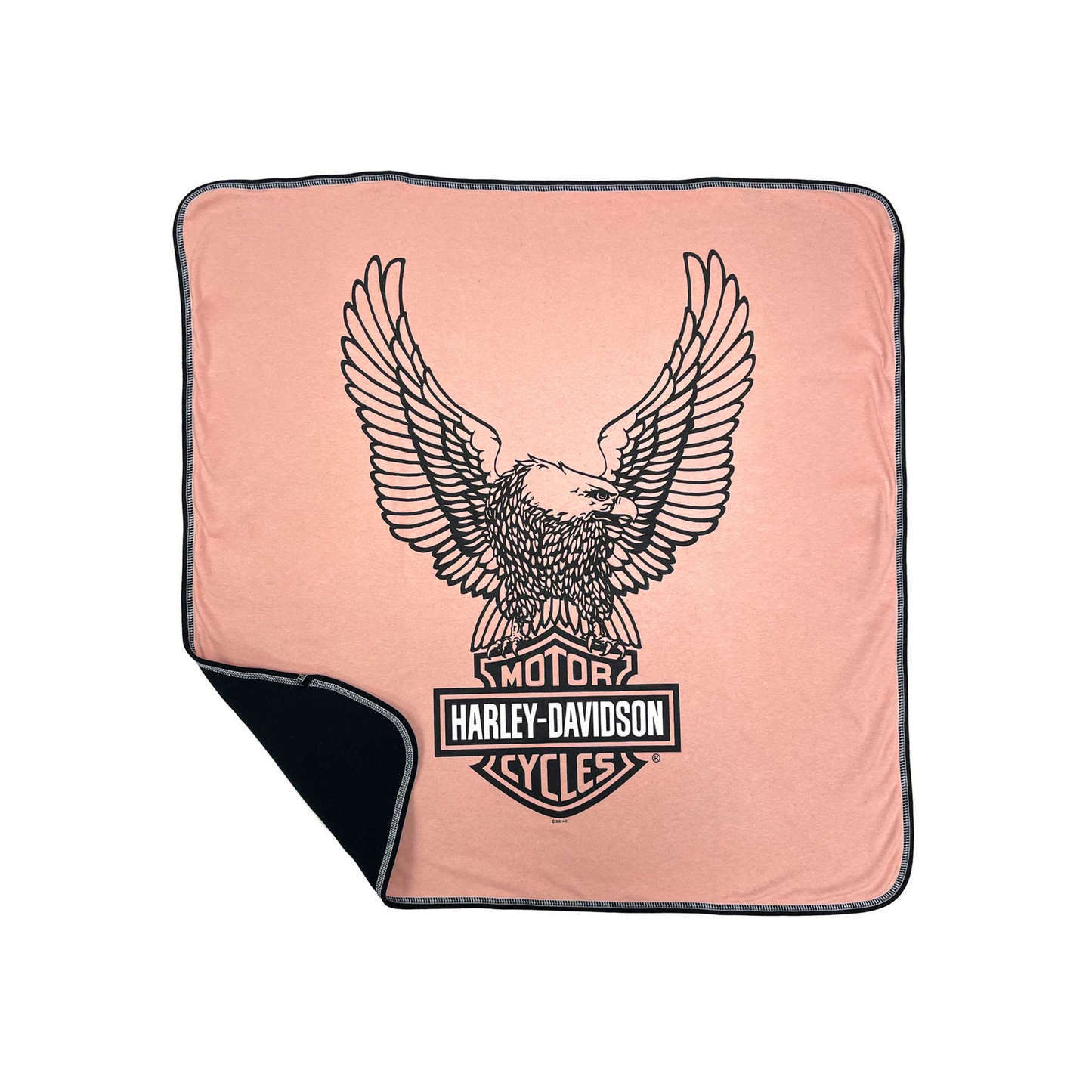 Harley-Davidson® Baby Girls' Up-Winged Eagle Receiving Blanket-Dusty Pink & Black