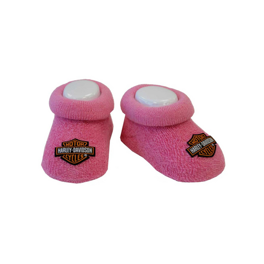 Harley-Davidson® Baby Girls' Pink Boxed Stretch Terry Booties