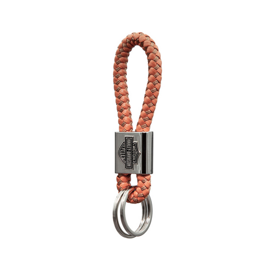 Harley-Davidson® Key Chain - Bar & Shield Orange Vinyl Braid