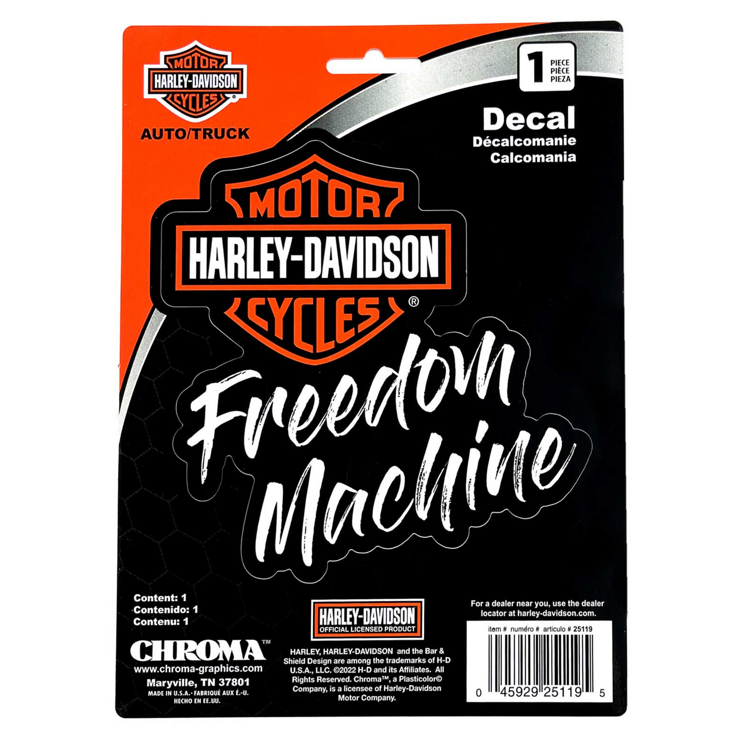 Harley-Davidson® Freedom Machine Bar & Shield Logo Decal