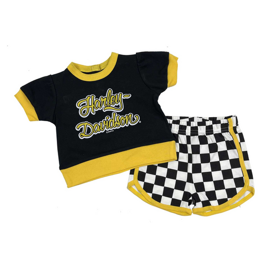 Harley-Davidson® Girls' 2 Piece Racing Knit Tee & Short Set