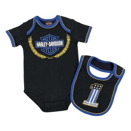 Harley-Davidson® Baby Boys' Race Bar & Shield Creeper & Bib Set