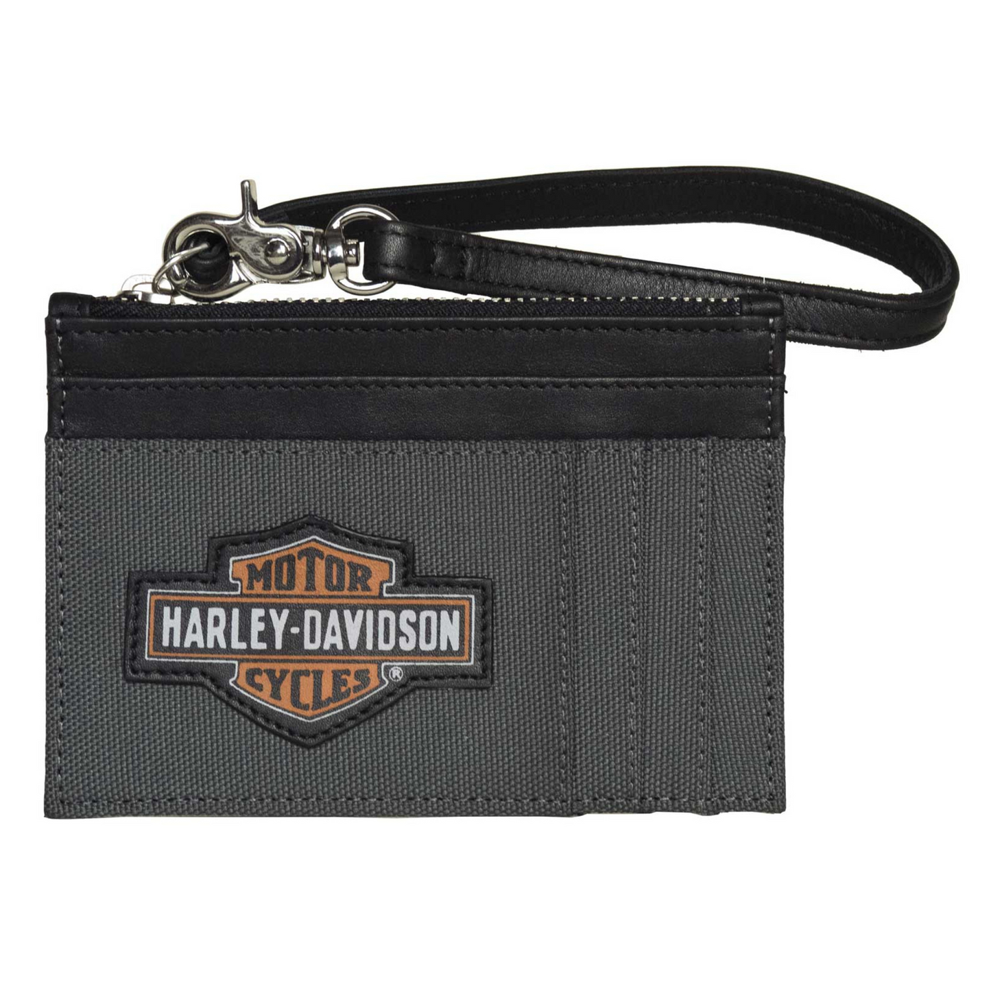 Harley-Davidson® Women’s Oil Can B&S Card Case Zip Polyester & Leather Wallet