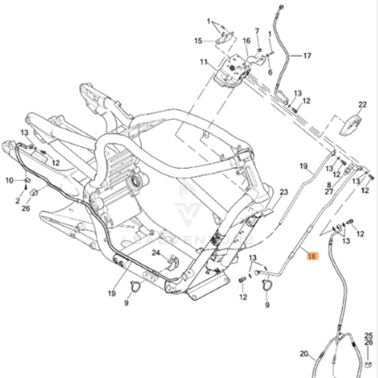 Harley-Davidson® Rear Brake Line ABS Module to Master Cylinder - '08 VRSCDA