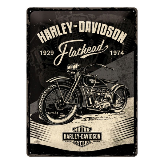 Harley-Davidson® Large Tin Sign - Flathead Black