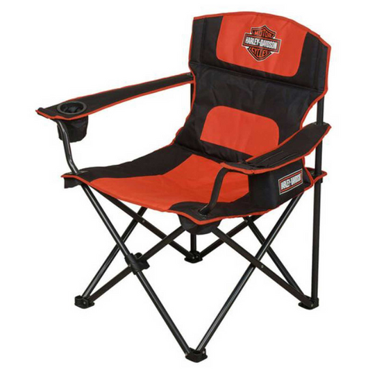 Harley-Davidson® Bar & Shield Folding Chair w/ Drink Holder, Cooler Pocket & Bag