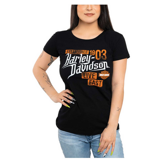 Gasoline Alley Harley-Davidson® Women's Dealer Tee - Mania