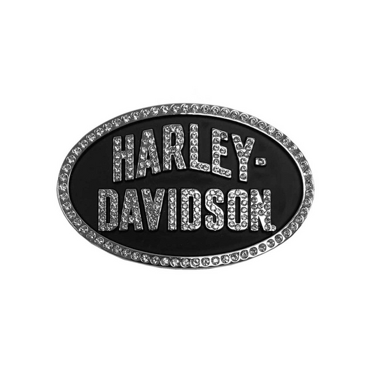 Harley-Davidson® Women's Oval Embellished Belt Buckle - Antique Nickle Finish