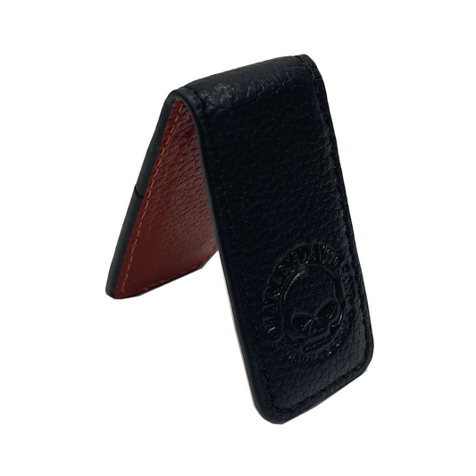 Harley-Davidson® Men's Willie G Skull Leather Magnetic Money Clip - Solid Black