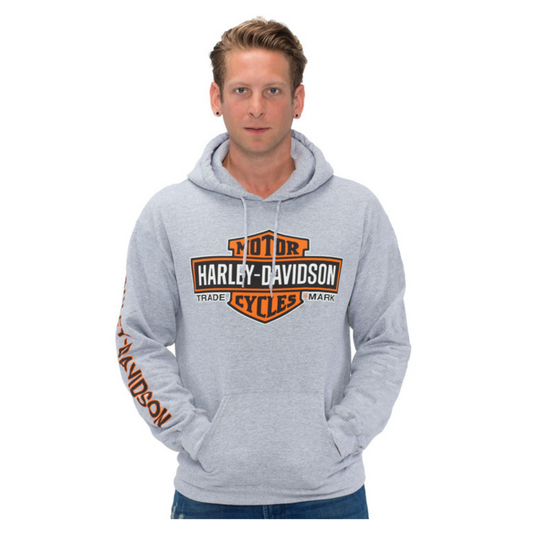 Gasoline Alley Harley-Davidson® Elongated Bar & Shield Hoodie - Grey