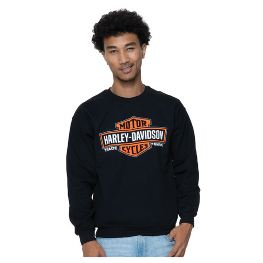 Gasoline Alley Harley-Davidson® Elongated Bar & Shield Crew Neck Fleece Pullover - Black