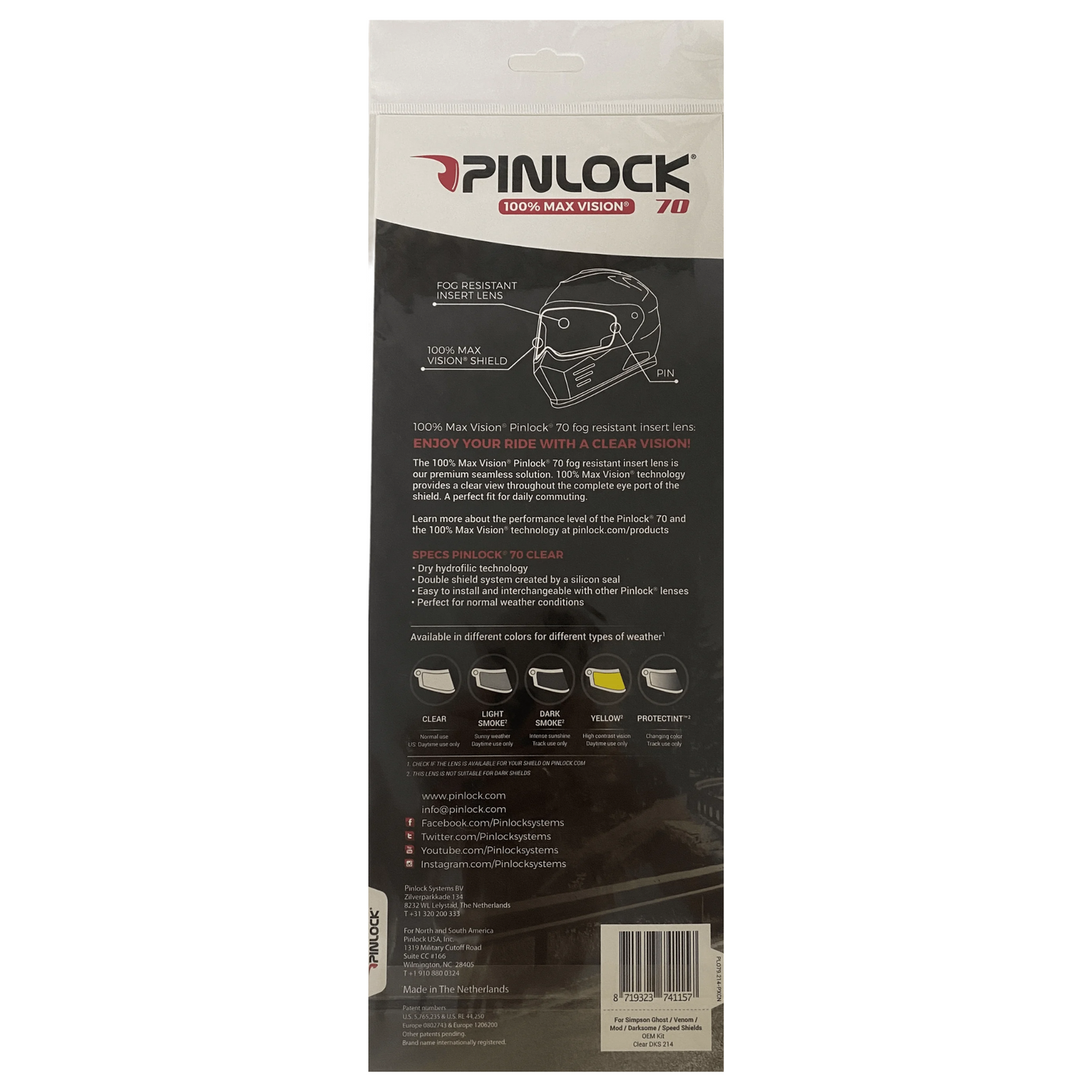 Simpson - Pinlock Anti Fog Lens