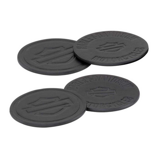 Harley-Davidson® Open Bar & Shield Coaster Set - Black Faux Leather - Set of Four