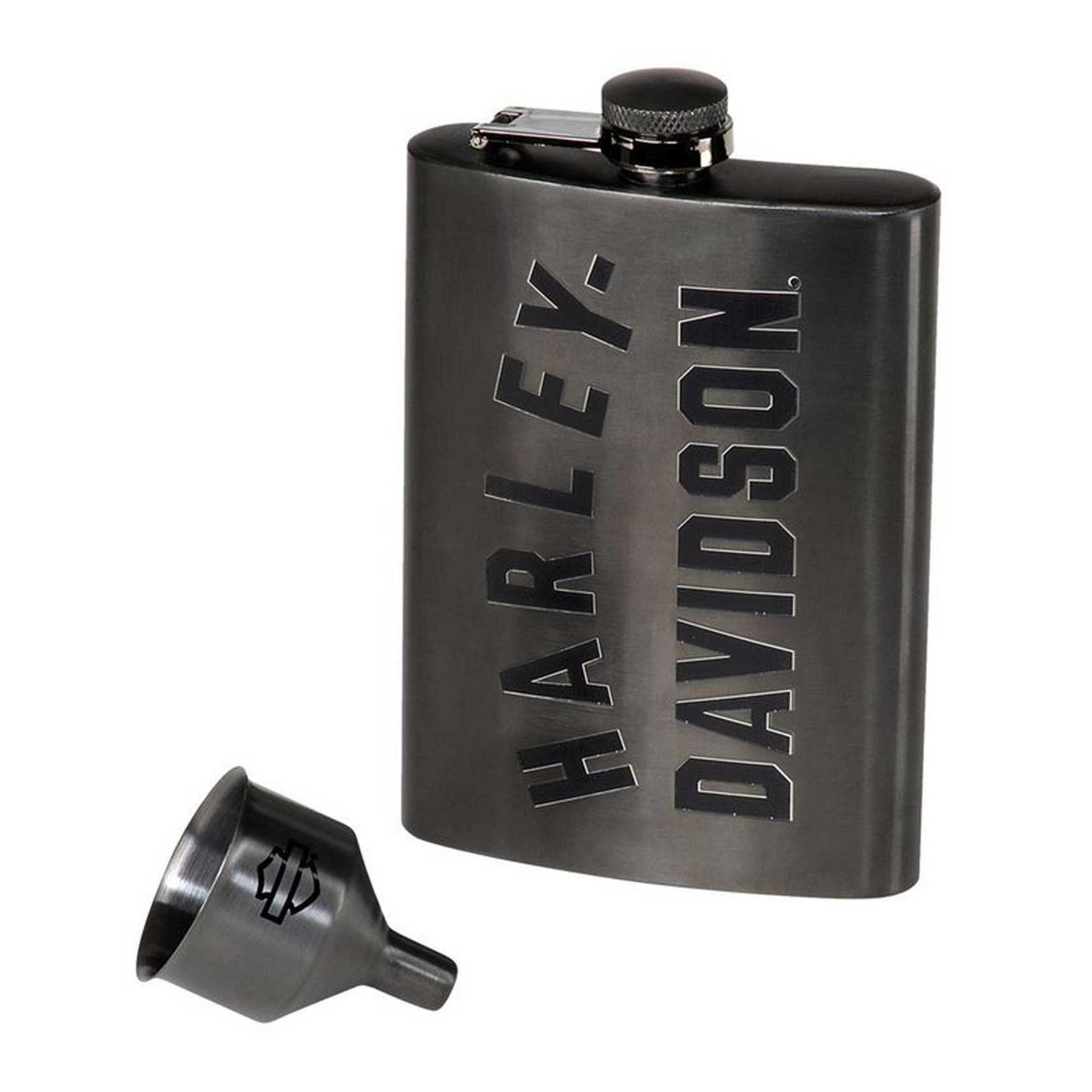 Harley-Davidson® Embossed H-D Flask, Matte Black Stainless Steel - 8 o ...