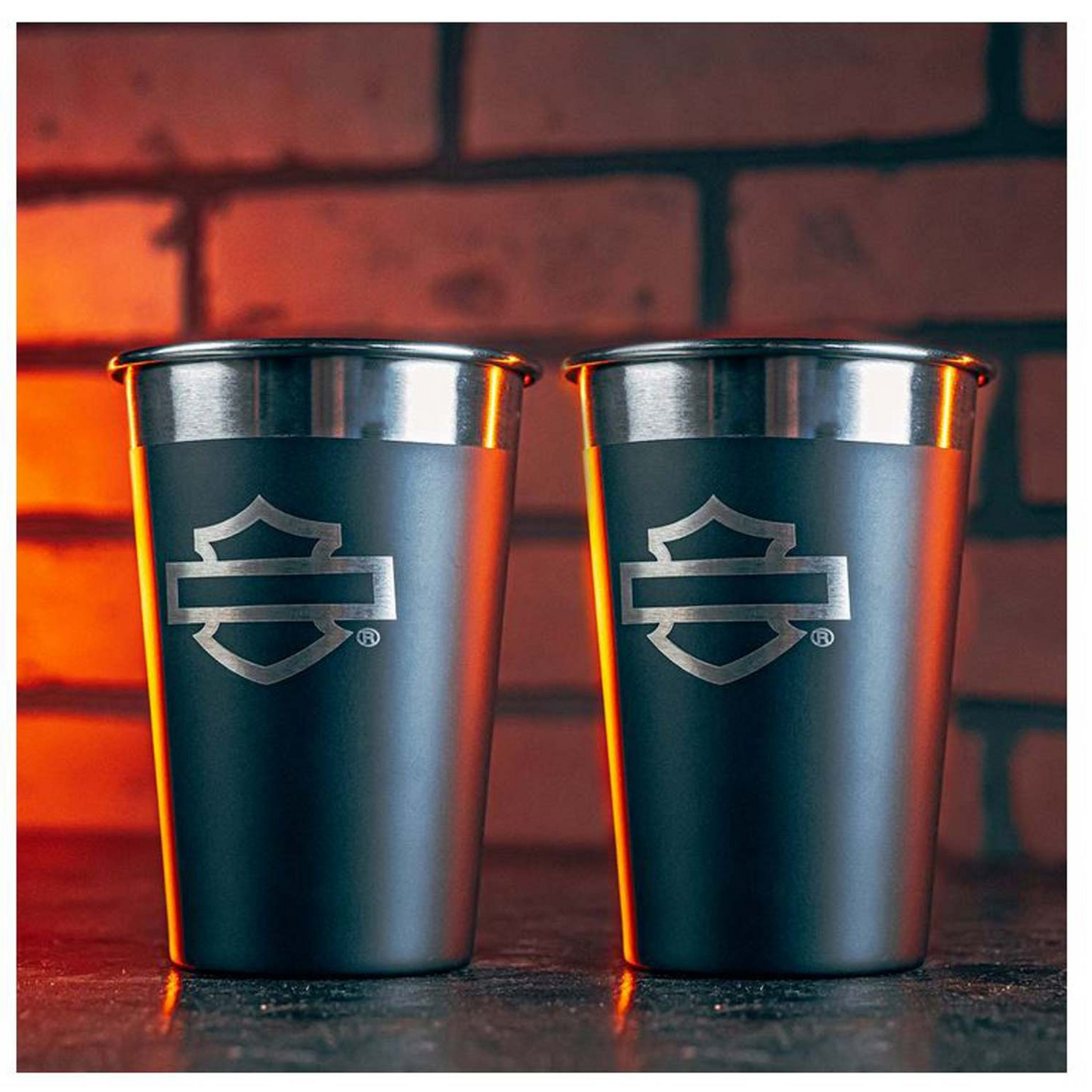 Harley-Davidson® Bar & Shield Stainless Steel Glass Set of 2 - 18 Oz.