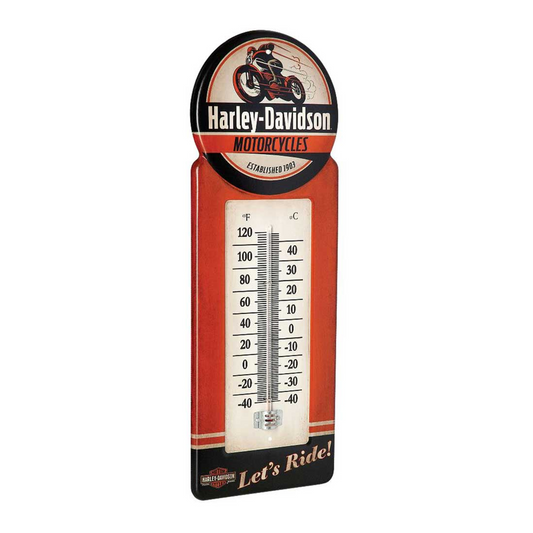 Harley-Davidson® Tin Thermometer, Vintage H-D Motorcycle Metal Design