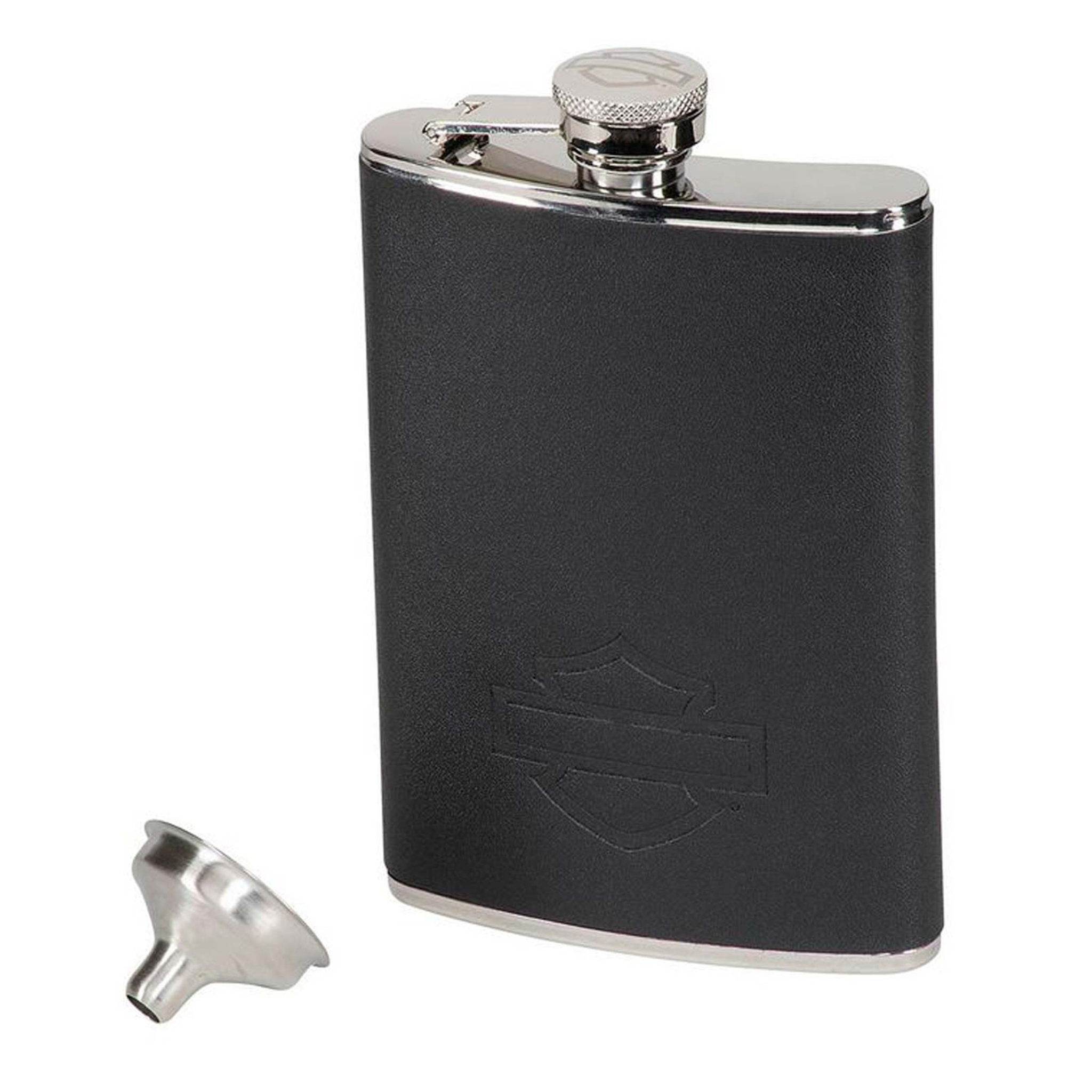 Harley-Davidson® Metal Flask - Bar & Shield Graphic - Leatherette Cove ...