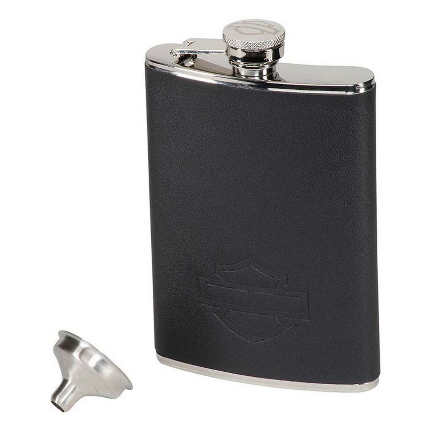 Harley-Davidson® Metal Flask - Bar & Shield Graphic - Leatherette Cover